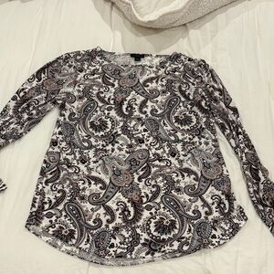 Ann Taylor Factory Black and White Paisley Blouse